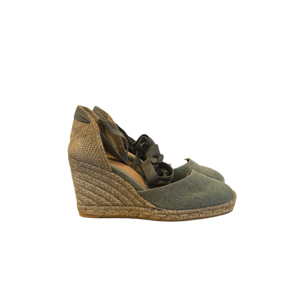 Castaner Olive Green Wedge Espadrilles - Picture 5 of 6